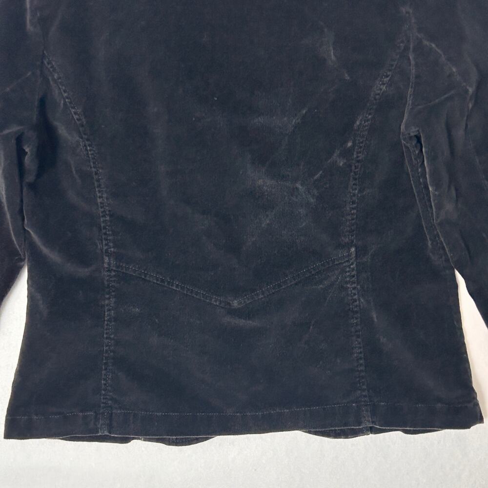 Vintage Y2K Velvet Blazer Women's Cropped WhimsiGoth Office Black Jacket Size M - Picture 9 of 9